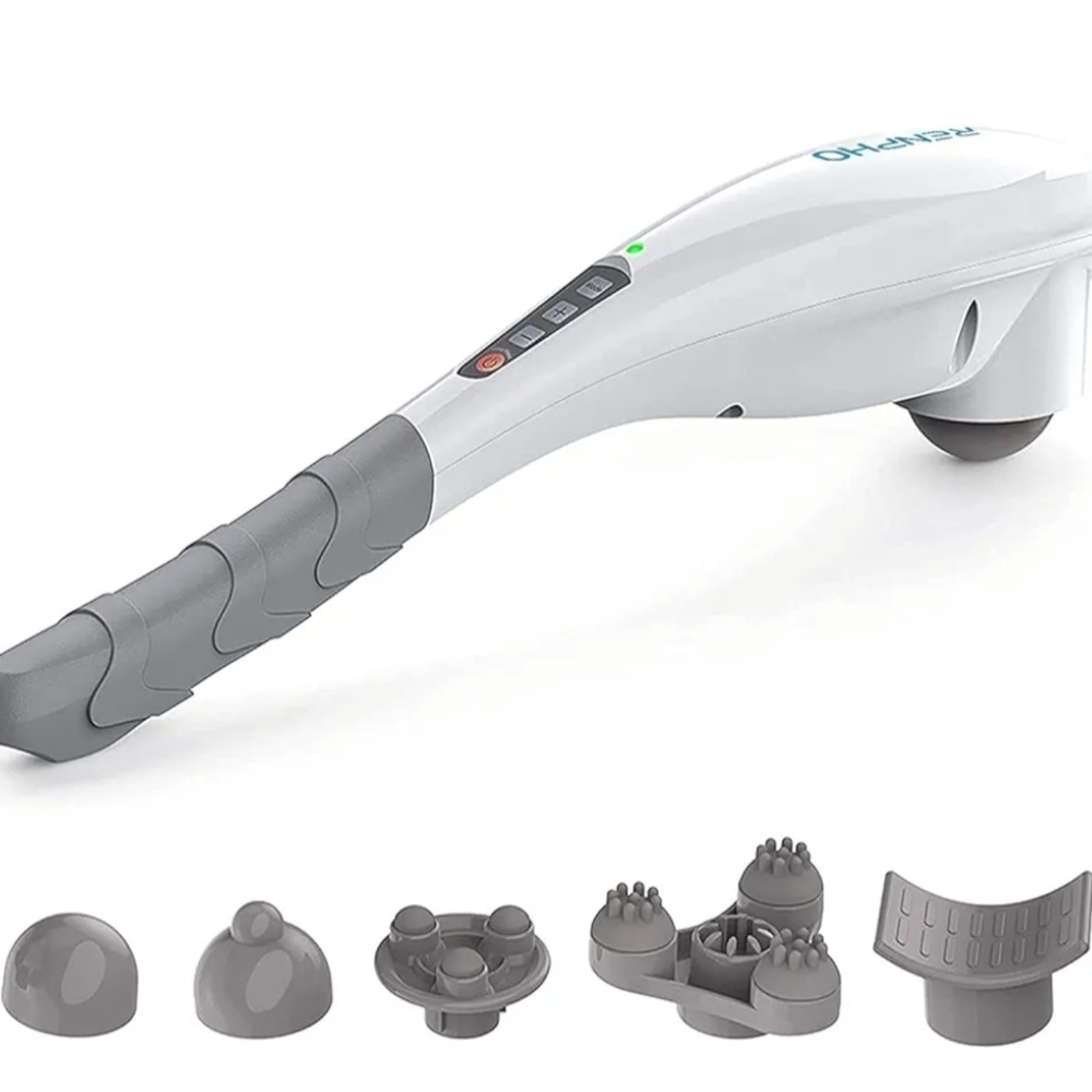 White and Gray Handheld Massager